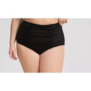Torrid High Rise Ruched Swim Bottom Black Swimsuit 10449011 Plus Size Women 2 2X